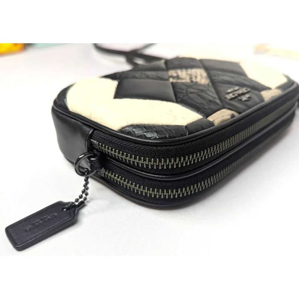 Coach Black Canyon Quilt Exotic Embossed Leather Clutch Crossbody Purse NWT